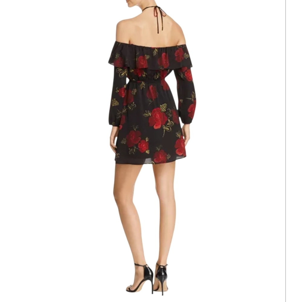 Cupcakes & Cashmere Black And Red Floral Mini Dress, Small — image 3 of 8